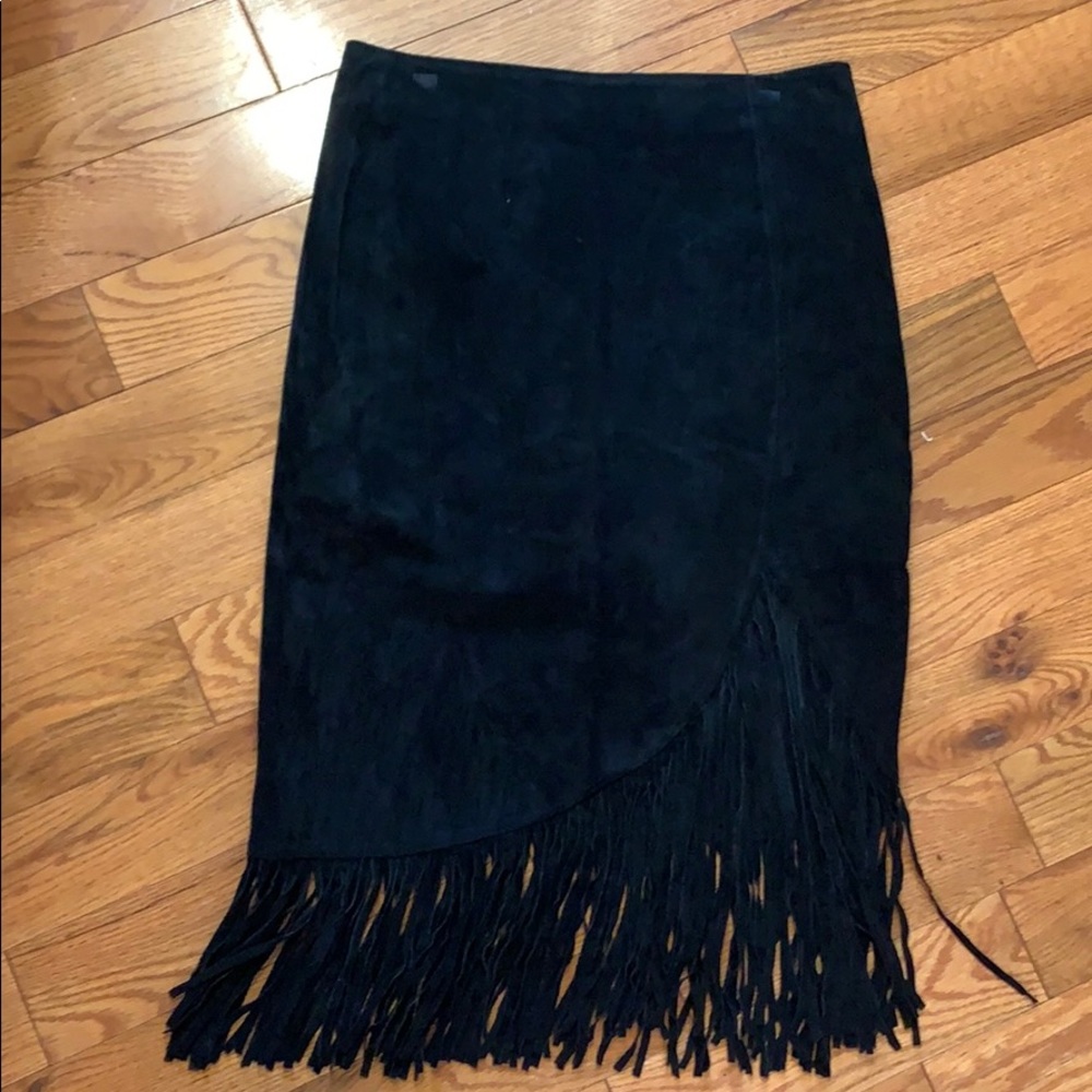 Fringe suede skirt